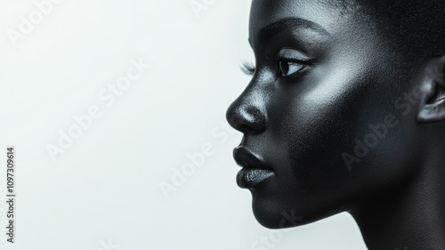 Profile of African woman with short hair gazing ahead