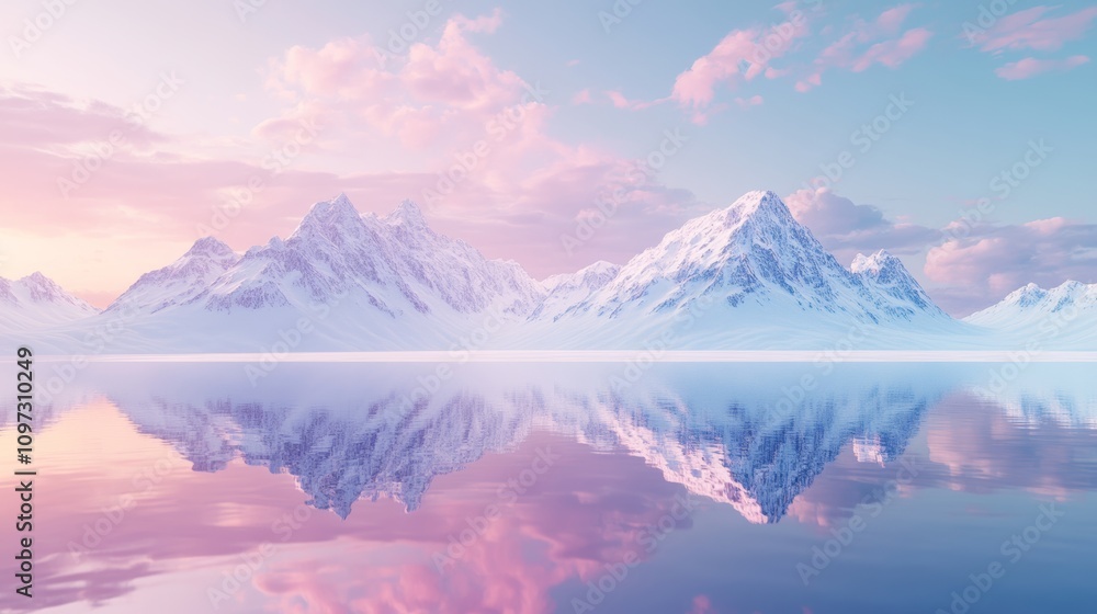 Breathtaking snow-capped mountains reflecting in Breathtaking snow-capped mountains reflecting in