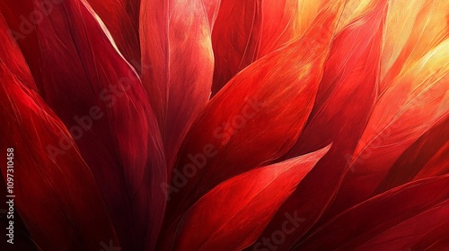 Wallpaper Mural Lush, fiery red petals with intricate textures and a soft glowing gradient, forming a vivid abstract floral composition that radiates warmth, passion, and natural beauty Torontodigital.ca