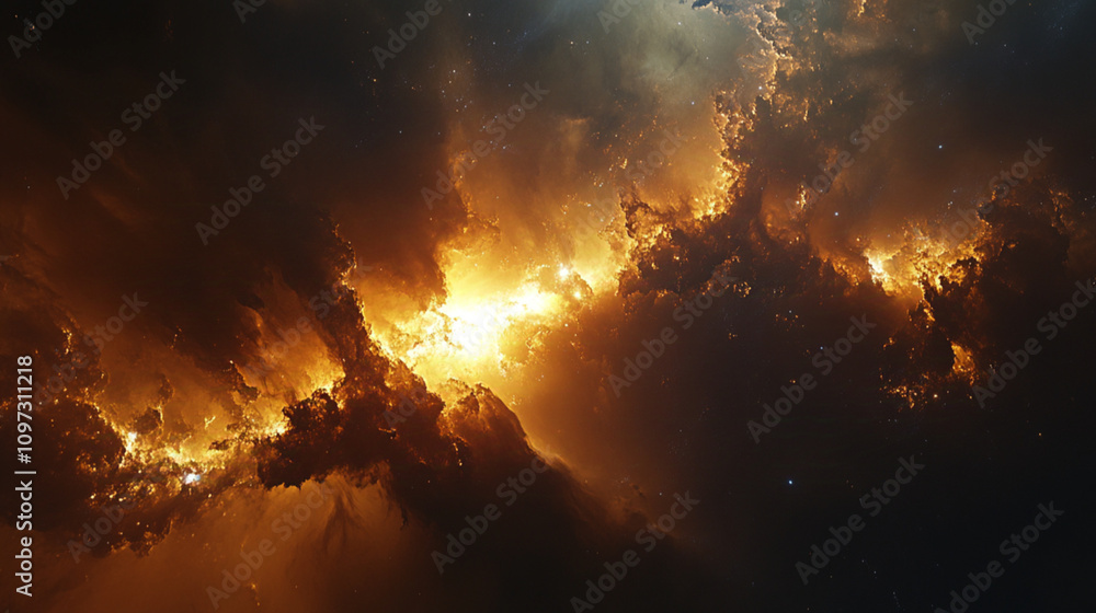 Naklejka premium a massive collision of galaxies in space.