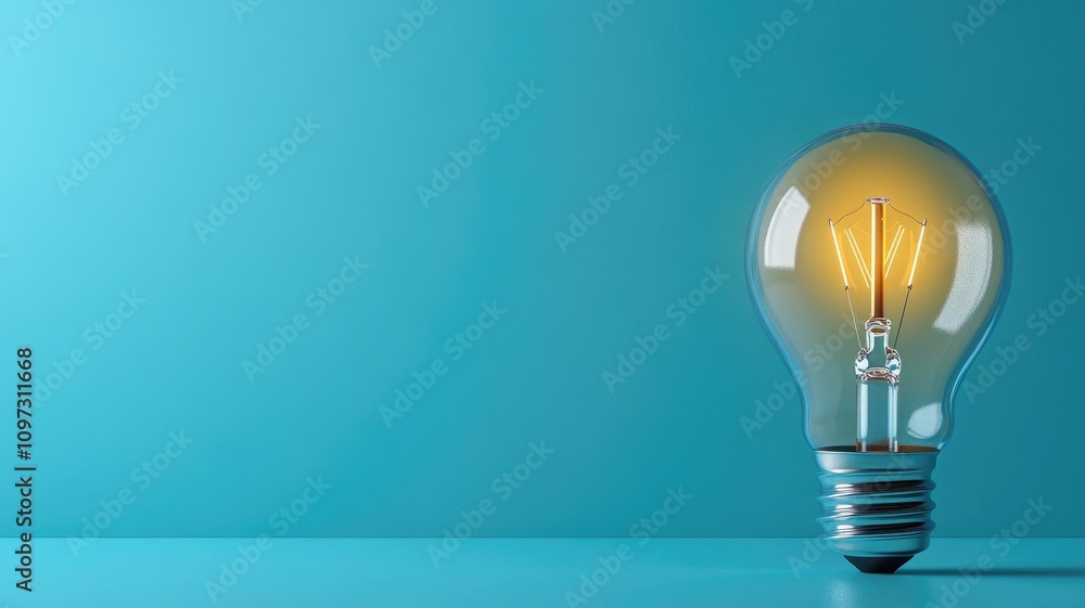 Glowing light bulb against blue background Glowing light bulb against blue background