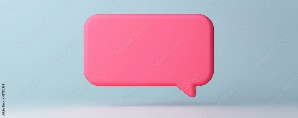 A vibrant pink speech bubble against a soft blue background, symbolizing communication and dialogue in modern design. A vibrant pink speech bubble against a soft blue background, symbolizing communication and dialogue in modern design.