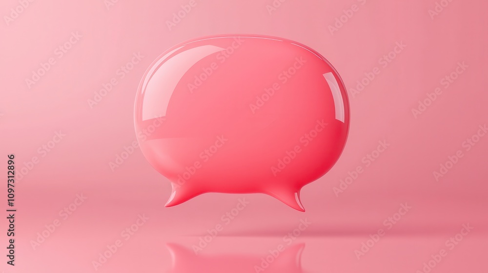 A glossy pink speech bubble on a matching background, symbolizing communication and expression in a vibrant, modern design. A glossy pink speech bubble on a matching background, symbolizing communication and expression in a vibrant, modern design.
