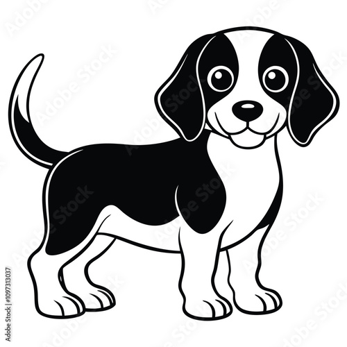 Funny dog black and white vector