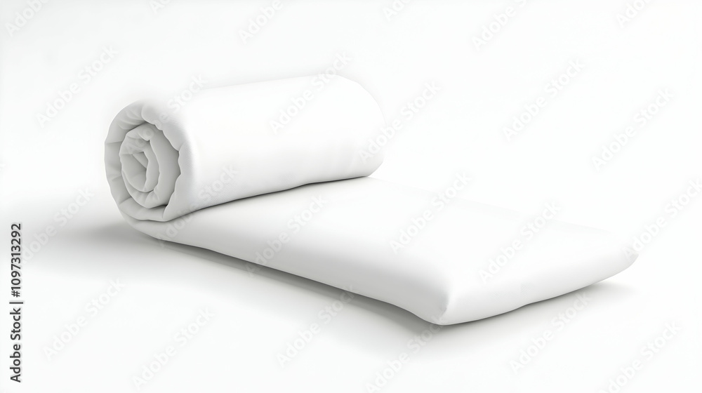 Rolled white towel on white background. Rolled white towel on white background.