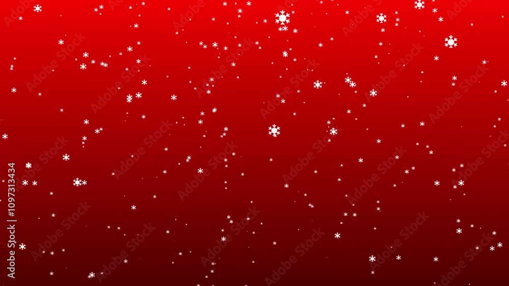 Falling Snowflakes Particles on Red Background.Winter, Christmas, New Years, Holidays Frame Concept. Seamless Looping 4k. Falling Snowflakes Particles on Red Background.Winter, Christmas, New Years, Holidays Frame Concept. Seamless Looping 4k.