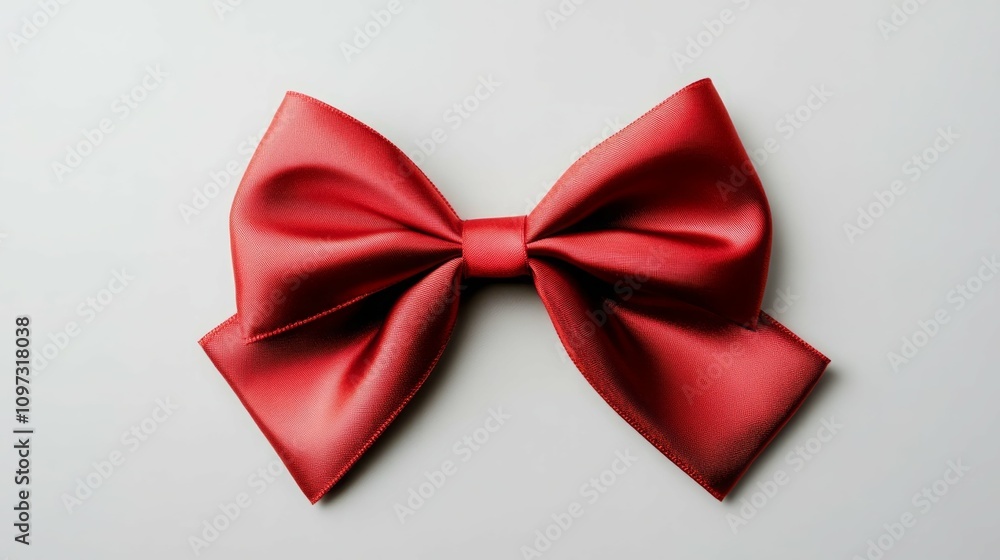 A large, crimson satin ribbon bow. Elegant and festive. A large, crimson satin ribbon bow. Elegant and festive.