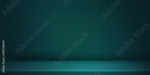 Dark green studio room. Limbo abstract background. 3d backdrop for product presentation. Minimal wall scene. Showcase, promotion display. Vector stage