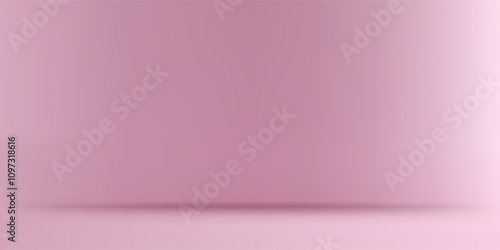 Soft pink studio background with direct lighting. Empty room with monochromatic wall and floor, spot light and shadow. Vector banner for product