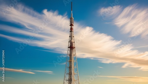A telecom tower in the sky's backdrop