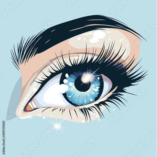 Stunning Blue Eye Illustration with Sparkling Highlights and Flawless Detail