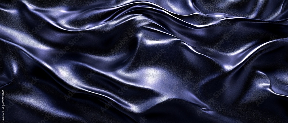 Obraz premium Glossy black silk like folds with deep shadows and high contrast, evoking luxury, drama, and an enigmatic elegance in a rich abstract composition for modern and artistic designs