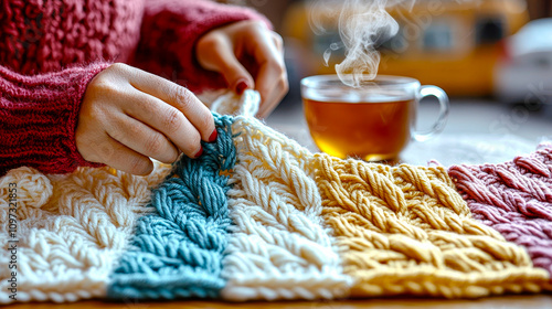 Knitting with Organic Cotton and a Cup of Tea