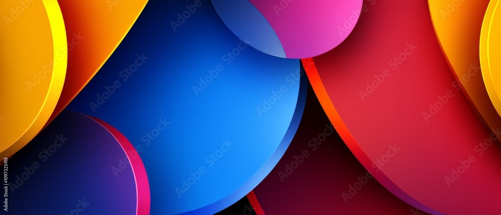 Overlapping circular shapes in vibrant red, blue, and yellow tones creating a geometric abstract composition with bold contrasts, dynamic patterns, and playful color interactions Overlapping circular shapes in vibrant red, blue, and yellow tones creating a geometric abstract composition with bold contrasts, dynamic patterns, and playful color interactions