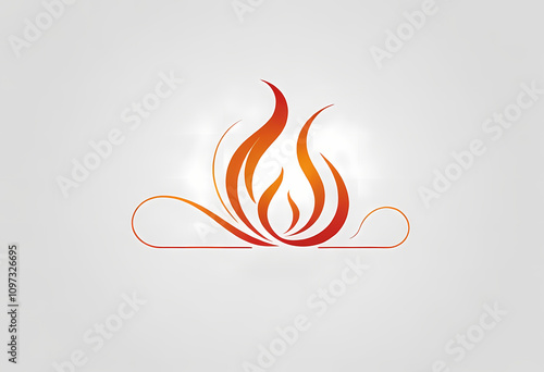 Stylized flame logo design in gradient orange and red on light background photo