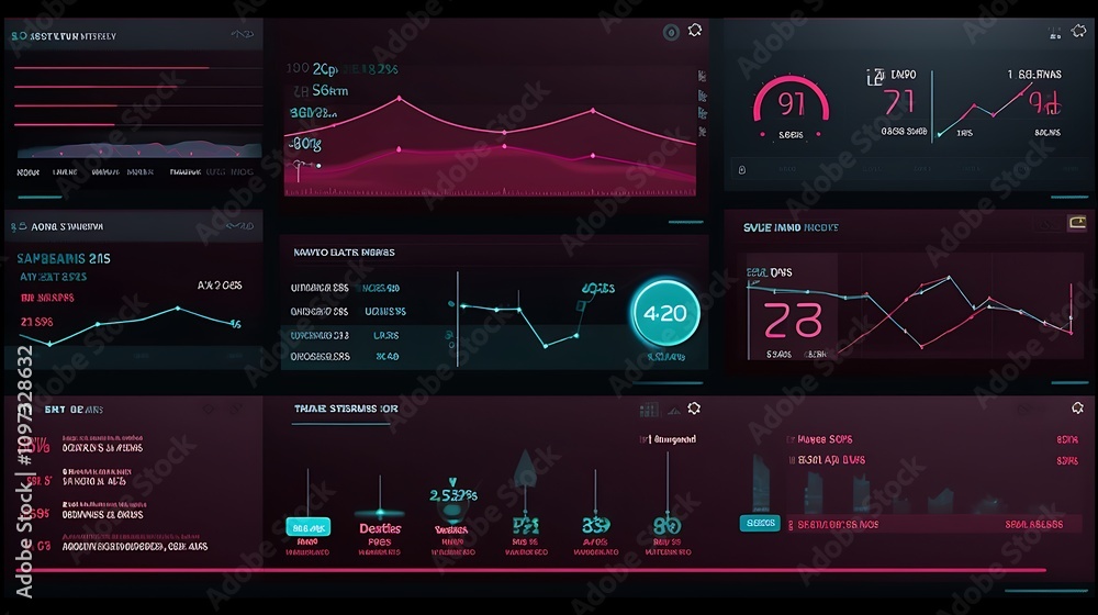 Futuristic Data Visualization Showing Multiple Charts And Graphs Futuristic Data Visualization Showing Multiple Charts And Graphs