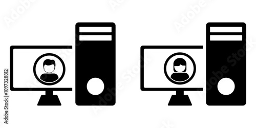 computer user or desktop profile, user admin Administrator with two gender icon vector