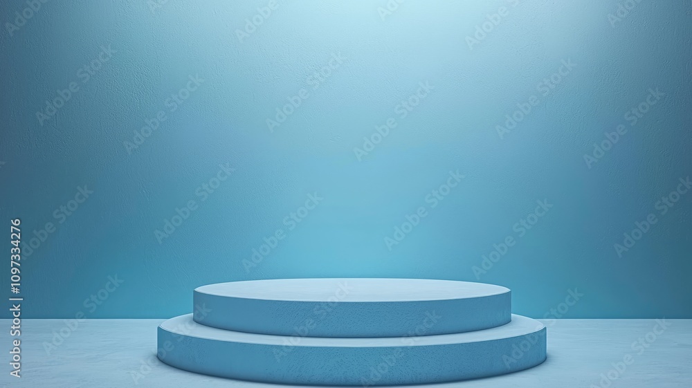 Two-Tiered Circular Platform Against a Blue Background Two-Tiered Circular Platform Against a Blue Background