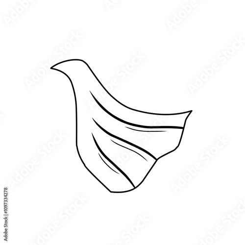 outline sketch of superhero cape