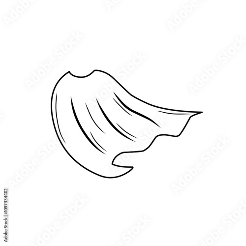 outline sketch of superhero cape