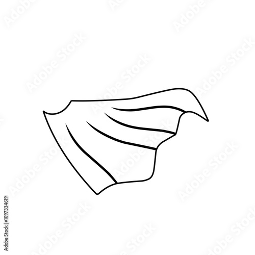 outline sketch of superhero cape