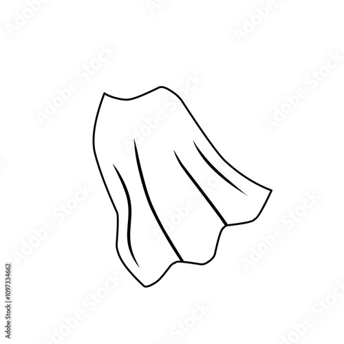 outline sketch of superhero cape