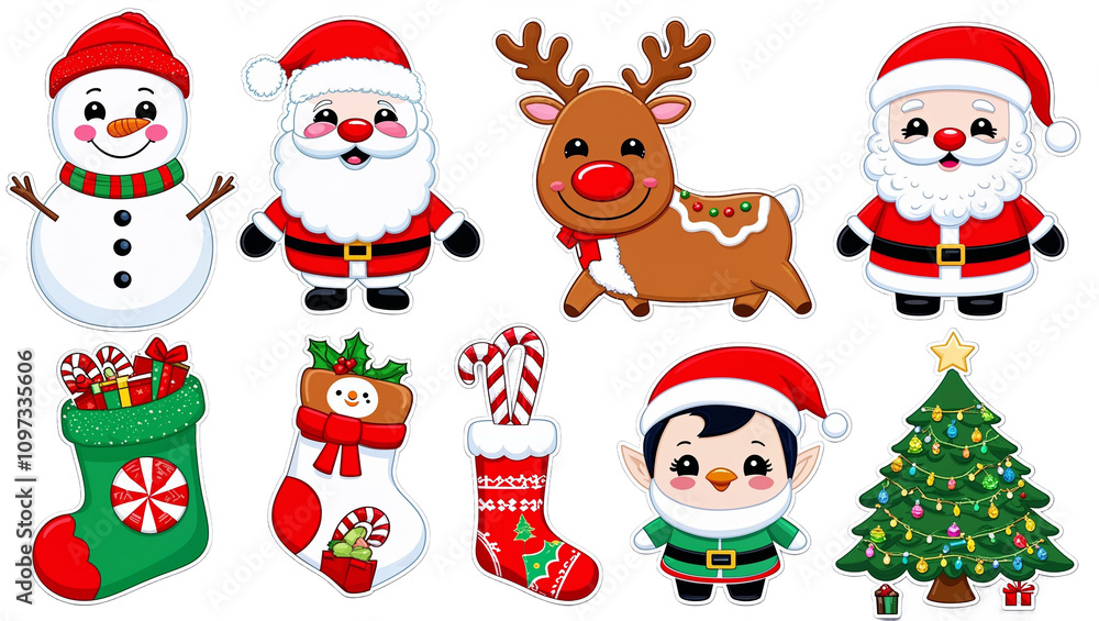 Cute Christmas Character Graphic Set with Snowman, Santa, Reindeer, and More PNG Transparent Background Cute Christmas Character Graphic Set with Snowman, Santa, Reindeer, and More PNG Transparent Background