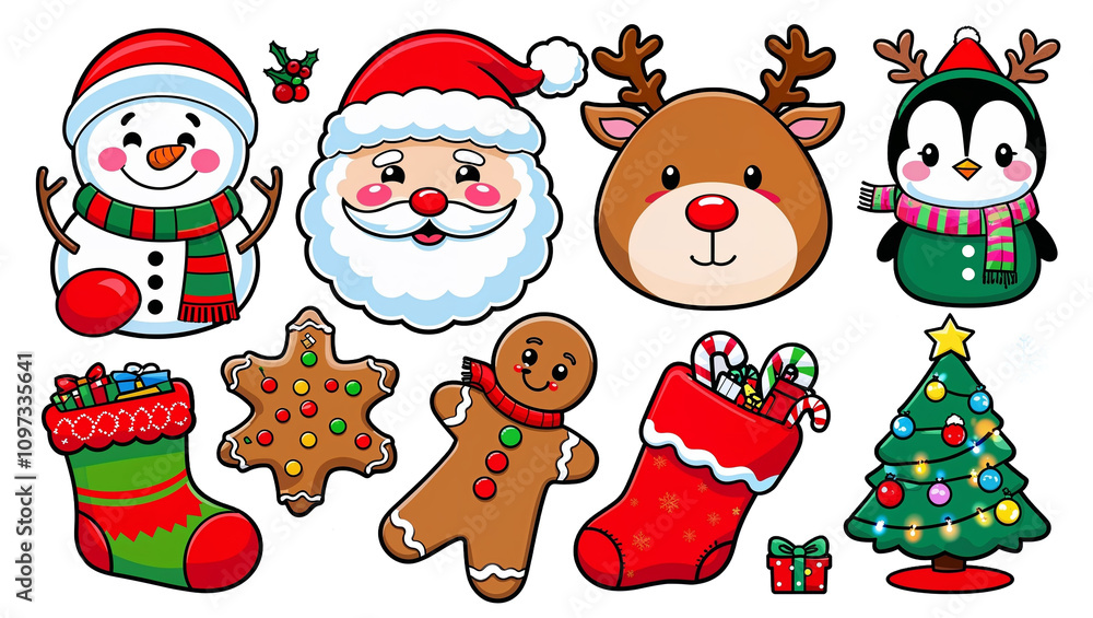 Cute Christmas Character Graphic Set with Snowman, Santa, Reindeer, and More PNG Transparent Background Cute Christmas Character Graphic Set with Snowman, Santa, Reindeer, and More PNG Transparent Background