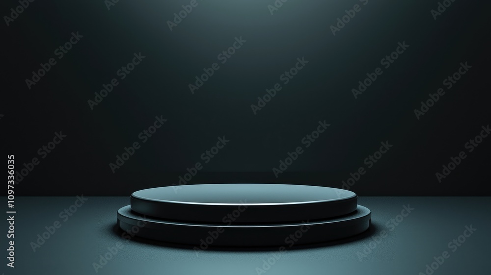 A Black Circular Platform on a Dark Background A Black Circular Platform on a Dark Background