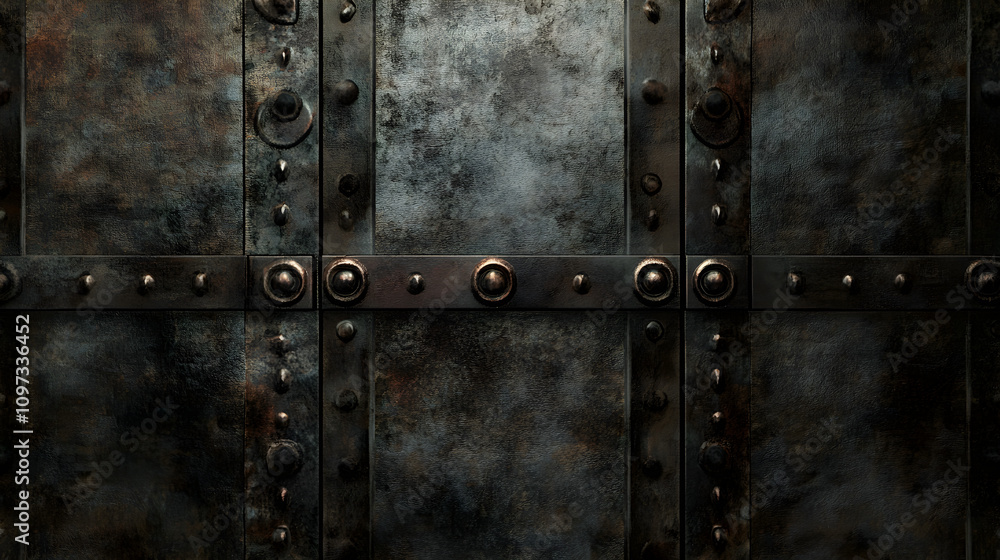 Fototapeta premium Rustic Iron Door with Bolts in Old Building
