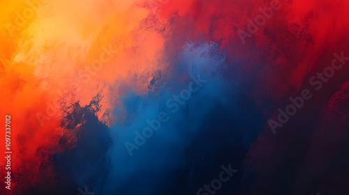 Orange red blue black free form gradient background, grainy texture, blurred color web banner design, copy space