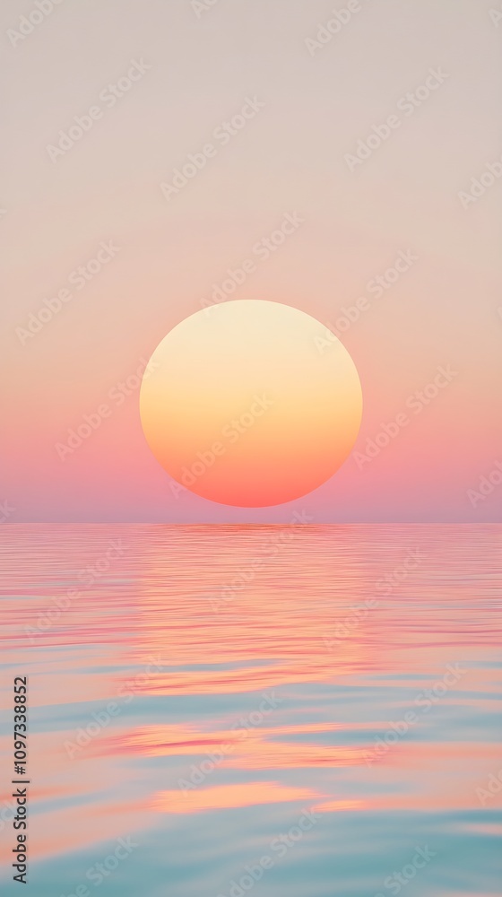 A sunrise above the horizon glowing in orange and pink casting light across a serene ocean with a gradient sky for smartphone wallpaper A sunrise above the horizon glowing in orange and pink casting light across a serene ocean with a gradient sky for smartphone wallpaper