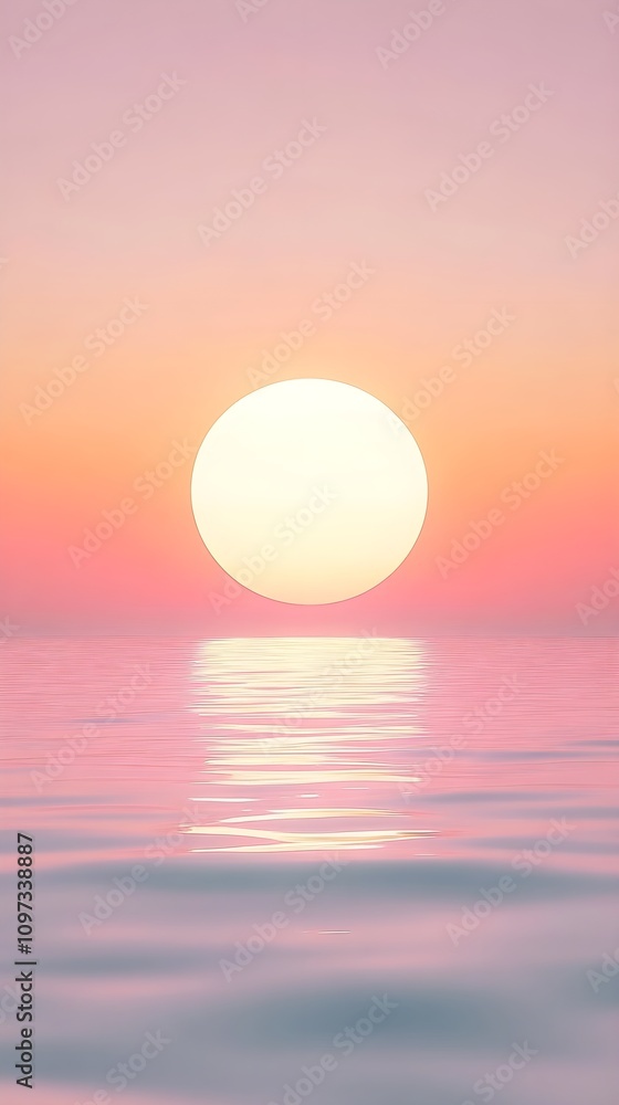 A sunrise above the horizon glowing in orange and pink casting light across a serene ocean with a gradient sky for smartphone wallpaper A sunrise above the horizon glowing in orange and pink casting light across a serene ocean with a gradient sky for smartphone wallpaper