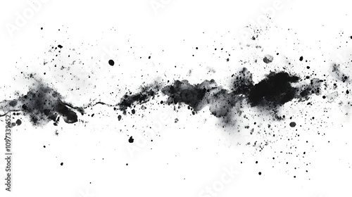 Art Abstract grain black and white watercolor dot blot painting . Copy space grunge texture horizontal background photo