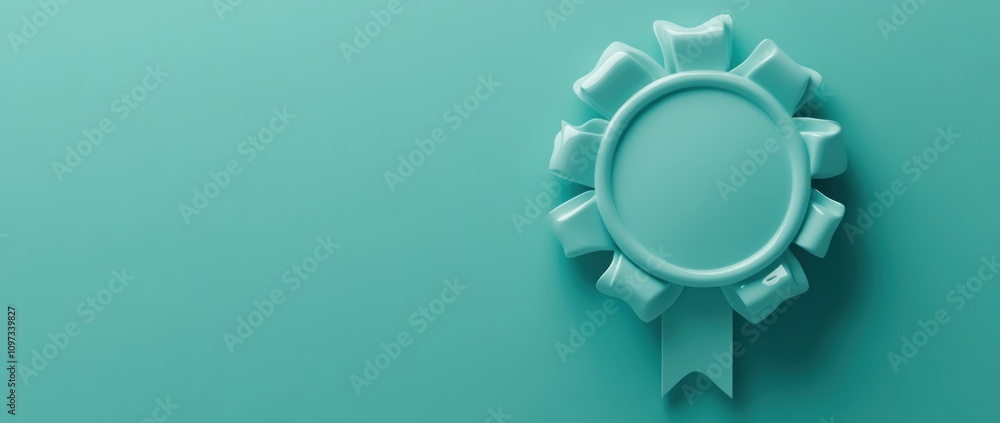 A mint-colored award ribbon with a blank center, symbolizing achievement or recognition. A mint-colored award ribbon with a blank center, symbolizing achievement or recognition.