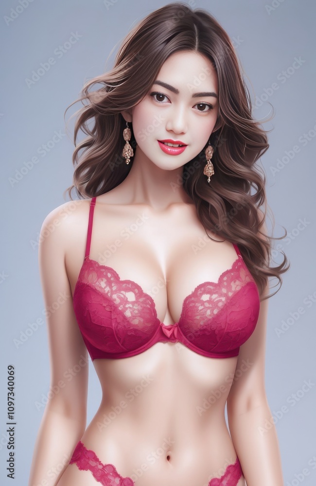 a close up of a woman in a red bra and panties a close up of a woman in a red bra and panties