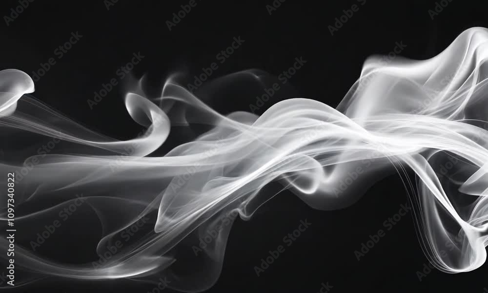 Abstract White Smoke on Black Background - Elegant and Mysterious Flowing Lines in Monochrome Abstract White Smoke on Black Background - Elegant and Mysterious Flowing Lines in Monochrome