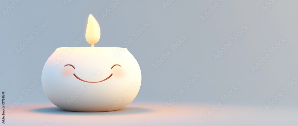 A cheerful candle with a smiling face, radiating warmth and light. A cheerful candle with a smiling face, radiating warmth and light.