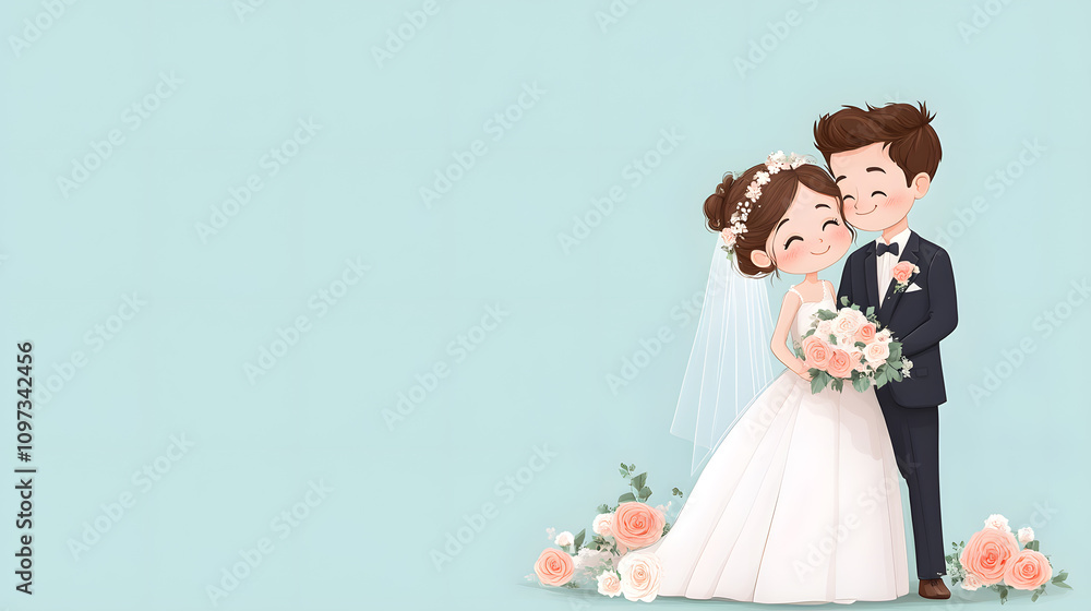 Wedding photos with a clean background for free space for text. For use with advertising banners for weddings or Valentine's Day. Wedding photos with a clean background for free space for text. For use with advertising banners for weddings or Valentine's Day.