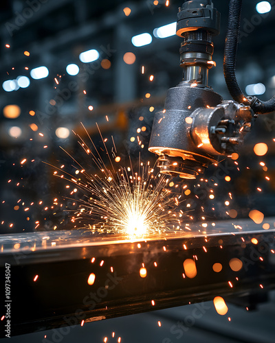 worker while doing a welding with arc welder welding or welding Sparks for background, Backdrop and manufacturing.