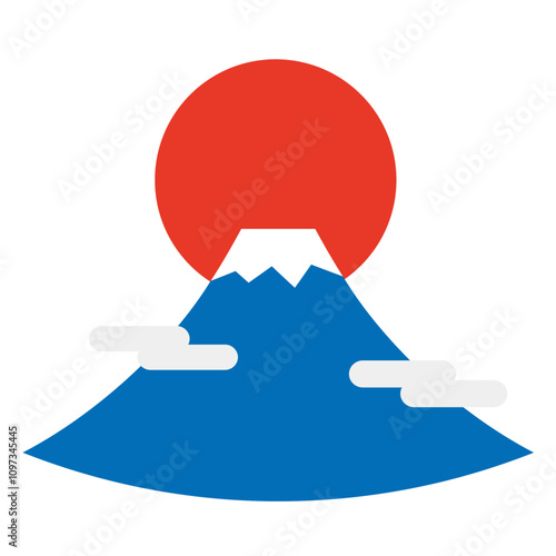 富士山と太陽のイラスト