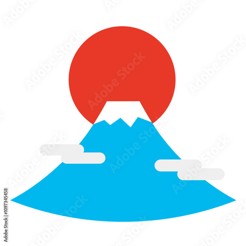富士山と太陽のイラスト