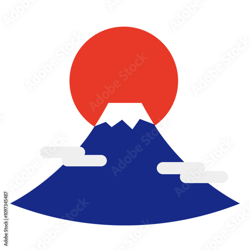 富士山と太陽のイラスト