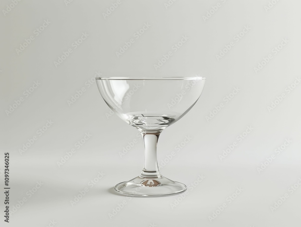 A clear glass dessert bowl elegantly stands on a white surface, showcasing its simple yet refined design. A clear glass dessert bowl elegantly stands on a white surface, showcasing its simple yet refined design.