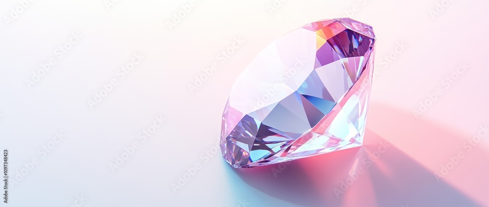 A sparkling diamond with colorful reflections on a soft gradient background. A sparkling diamond with colorful reflections on a soft gradient background.