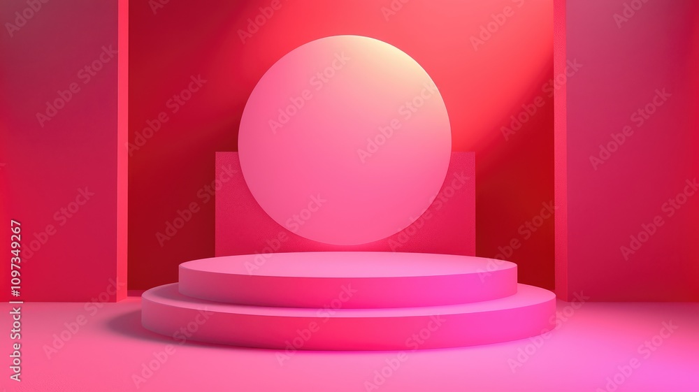 Pink Cylindrical Display Stand with Circle and Walls Pink Cylindrical Display Stand with Circle and Walls