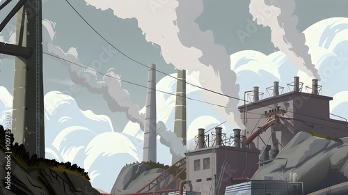 a coal fired power plant with smoke  photo