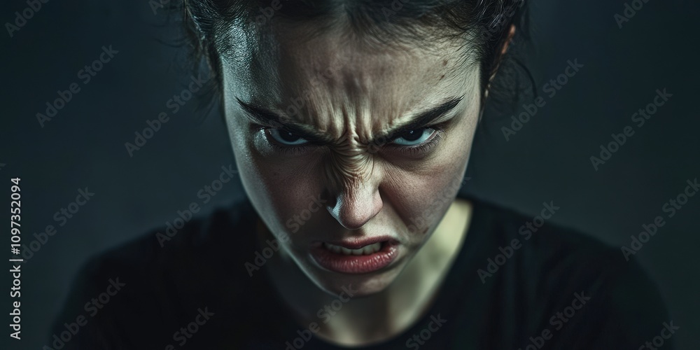 Angry Young Woman Close-up Portrait Angry Young Woman Close-up Portrait