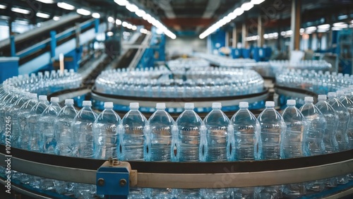 Plastic Bottle Manufacturing Factory: High-Volume Production Line in Action photo