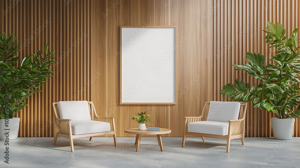 Cozy living room setup with rattan chairs and green plants in modern home interior design